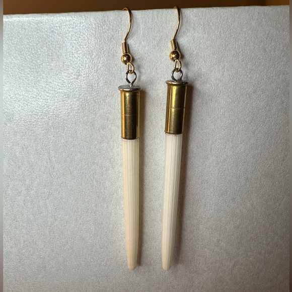 South African Quill and Brass Bullet Casing Earrings. Beth Dutton. Yellowstone - Picture 1 of 3